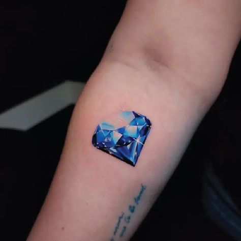 Small Realistic Shining Diamond Color Tattoo Idea & Design on Women Forearm Realistic Shining Diamond Tattoo Done At Diamond Color Tattoo, Realistic Diamond Tattoo, Diamond Tattoo, Female Tattoos, Diamond Tattoos, Chicago Flag, Realism Tattoo, Idea Design, Flag Colors