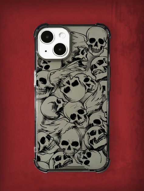 Fem Akaza, Punk Phone Case, Weird Phone Cases, Goth Phone Case, Phone Case Painting, Punk Skeleton, Skull Phone Case, Skeleton Phone Case, Skeleton Pattern