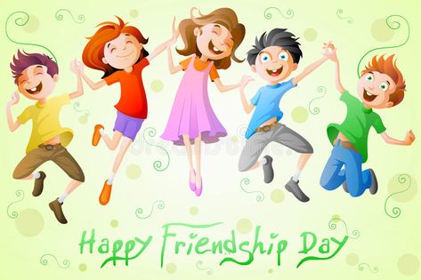 Kids celebrating Friendship Day. Easy to edit vector illustration of kids celebr #Sponsored , #ad, #AD, #Friendship, #Kids, #Easy, #Day Happy Friendship Day Picture, Friendship Day Date, Happy Friendship Day Photos, Friendship Day Pictures, Friendship Day Photos, Friendship Day Shayari, Happy Friends Day, Friendship Day Greetings, Happy Friendship Day Images