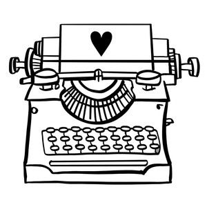 Writing Typewriter, Desenho Aesthetic, Writer Tattoo, Button Tattoo, Typewriter Art, Valentines Door Hanger, Whimsical Art Paintings, Antique Typewriter, Sketch Notes