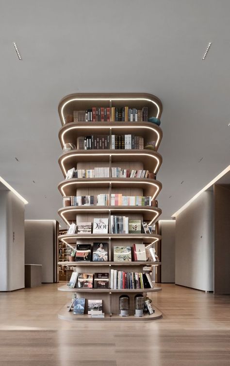 Column Shelves, Column Cladding, Display Shelf Design, Social Housing Architecture, Presentation Board Design, Interior Design Presentation, Showroom Interior Design, Shelving Design, Home Library Design