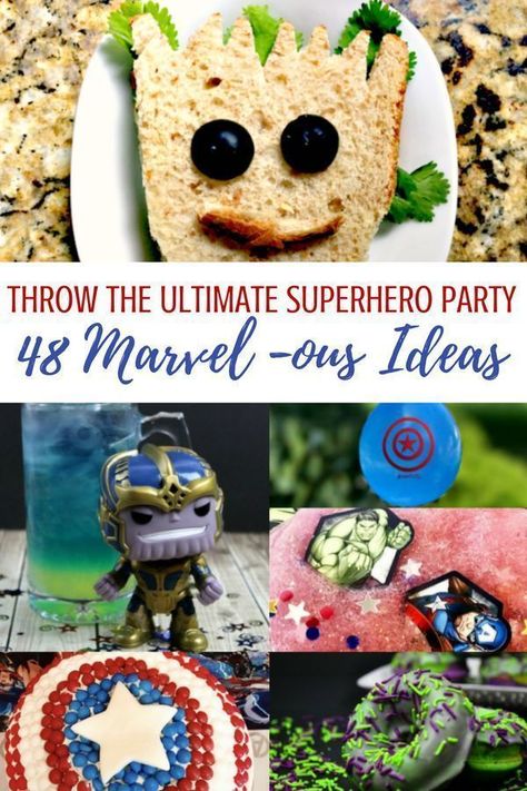 Marvel Themed Food, Superhero Birthday Party Food, Superhero Candy, Avengers Party Ideas, Superhero Birthday Party Ideas, Avengers Birthday Party, Superhero Party Ideas, Birthday Party Food Ideas, Marvel Birthday Party