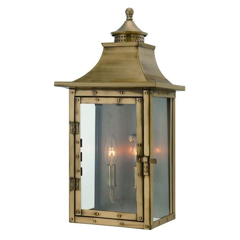 The St. Charles collection is a classic Colonial America design. Hand-crafted of solid brass and reminiscent of gas lanterns of yester year. The authentic construction details include hammered rivets and soldered joints. Acclaim Lighting, Outdoor Wall Mounted Lighting, Brass Light Fixture, Lantern Wall, Brass Wall Light, St Charles, Outdoor Sconces, Outdoor Light Fixtures, Outdoor Wall Lantern