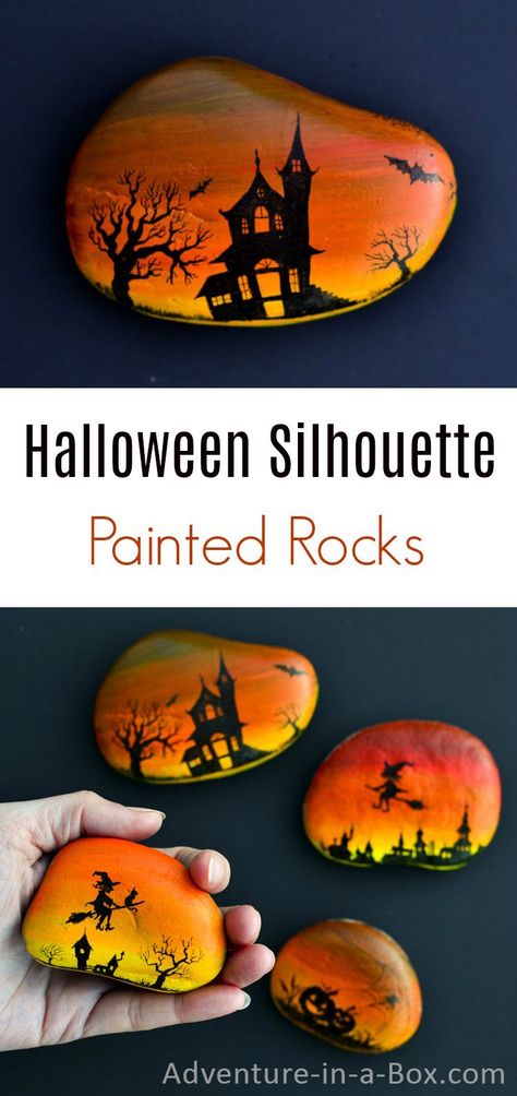 Halloween Painted Rocks Frankenstein, Spooky Rock Painting, Halloween Rock Painting Ideas, Dracula Painted Rocks, Haunted House Rock Painting, Halloween Rock Painting, Halloween Painted Rocks, Halloween Painted Rocks Black Cats, Magical Halloween