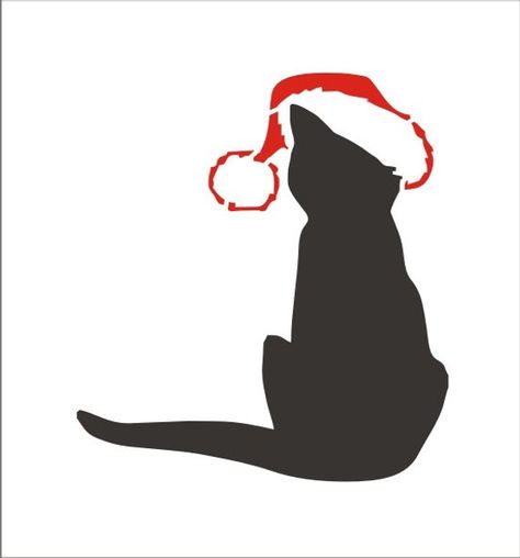 Stinky Cat, Cat Stencil, Cat Christmas Cards, Create Christmas Cards, Santa Cat, Christmas Stencils, Christmas Card Art, Favorite Paint Colors, Sign Stencils