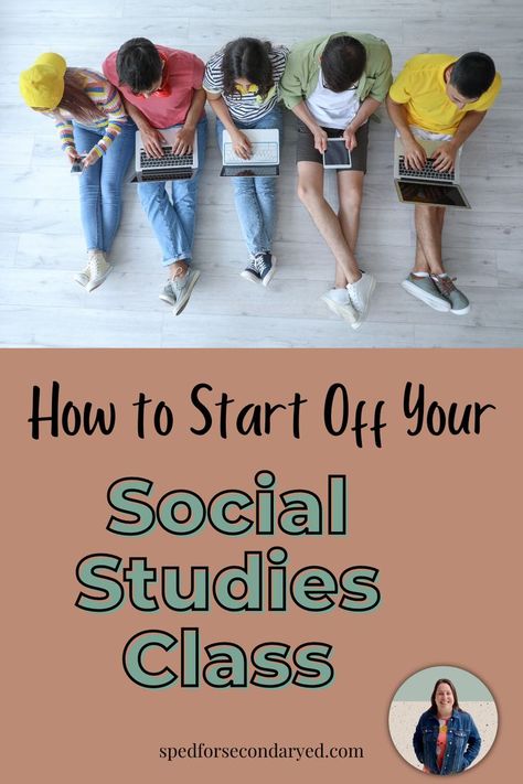 5 middle school students sitting in a line on the floor with their heads down, each using a laptop, cell phone or tablet. "How to Start Off your Social Studies Class." Teaching Social Studies High School, Teaching History Middle School, Secondary Social Studies, High School Social Studies Lesson Plans, Social Studies Projects Middle School, 8th Grade Social Studies, Middle School Us History, High School Social Studies Classroom, Social Studies Teaching Strategies