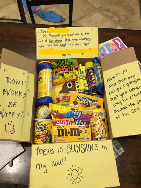 Sunshine Care Package, Christmas Gift Ideas For Mom, Missionary Care Packages, Missionary Gifts, Box Of Sunshine, Gift Ideas For Mom, College Care Package, Cute Birthday Gift, Valentines Gifts For Boyfriend