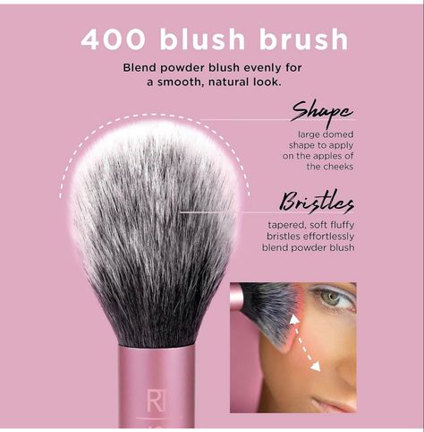 Real Techniques Blush Brush, Blusher Makeup, Essential Makeup Brushes, Real Techniques Brushes, Blusher Brush, Cheek Makeup, Blush On Cheeks, Makeup Blender, Real Techniques