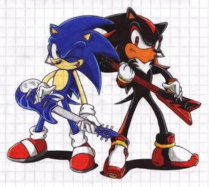 Sonic and Shadow playing guitars! Sonic And Shadow Wallpaper, Sonic Y Shadow, Sonic And Knuckles, Shadow Wallpaper, Dr Robotnik, Platonic Friends, Shadow Sonic, Shadow And Amy, Sonic Mania