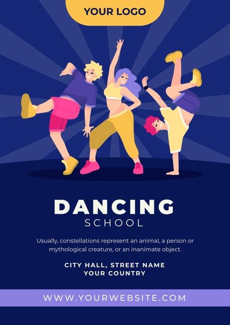 Hand-drawn Flat Urban Dancing School Poster Dance Poster Design Graphics, Dance Class Poster, Dance Event Poster, Dance Poster Design, Class Poster, High School Dance, Dance Program, School Poster, Vector Poster