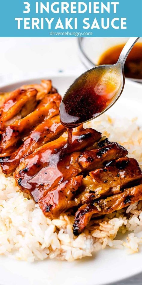 This easy homemade teriyaki sauce is made with just three ingredients and is ready in only 10 minutes! Pair this Japanese teriyaki sauce with any protein and vegetable or use as a marinade or glaze! 3 Ingredient Teriyaki Sauce, Japanese Teriyaki Sauce, Easy Teriyaki Sauce, Best Teriyaki Sauce, Teriyaki Sauce Recipe, Teriyaki Recipe, Teriyaki Marinade, Teriyaki Glaze, Homemade Sauce Recipes