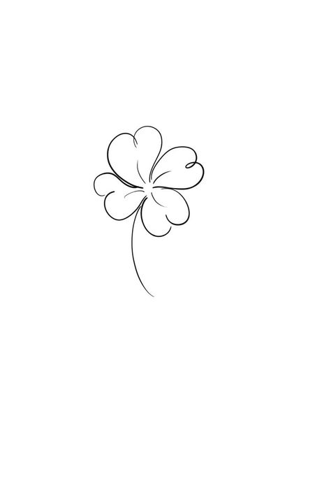 Four Leaf Clover Dog Paw Tattoo, Clover Line Tattoo, Tattoo Clover Flower, Lucky Flower Tattoo, Lucky Leaf Tattoo, Four Clover Leaf Tattoo, Four Leaf Clover Tattoo Design, 4 Leaf Clover Tattoo For Women, 4leaf Clover Tattoo