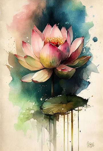 Pintura em aquarela de uma flor de lótus | Foto Premium Goth Tatoos, Pink Lotus Flower, Lotus Flower Art, Flower Art Print, Tove Jansson, Watercolor Flower Art, Pink Lotus, Watercolor Flowers Paintings, Botanical Watercolor