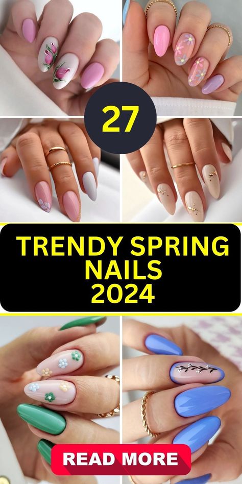 Get ready to be dazzled by the Trendy Spring Nails 2024. This year, it's all about combining different nail shapes - from almond to coffin - and experimenting with acrylic and dip techniques. The color palette ranges from soft pinks to vibrant yellows, ensuring your nails stand out. Fun Spring Nails, Soft Pink Nails, Sheer Nails, Different Nail Shapes, Squoval Nails, Spring Nail Trends, Nail Type, Latest Nail Art, Almond Shape