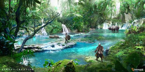 Forest Concept Art, Forest Concept, Tropical Aesthetic, Aesthetic Forest, Image Painting, Fantasy Setting, Biome, The Ruins, Lake Forest