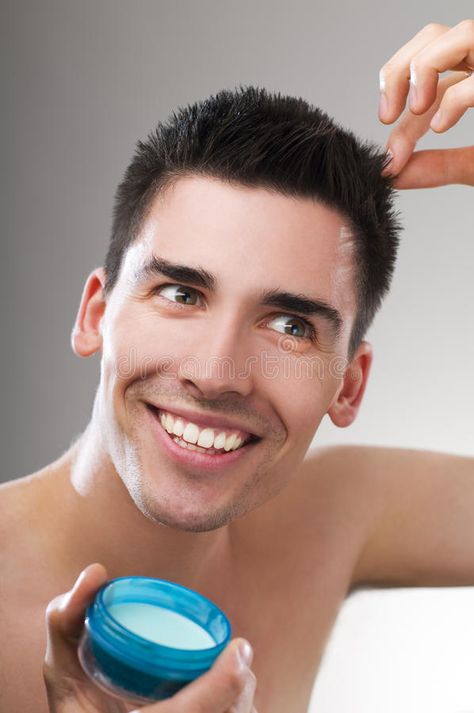 Hair gel. Young handsome man applying hair gel close up , #AFF, #Young, #handsome, #Hair, #gel, #hair #ad Gel Hair, Diy For Men, Making Hair, Make Hair, Handsome Man, Hair Gel, Homemade Beauty Products, Diy Natural Products, How To Make Hair