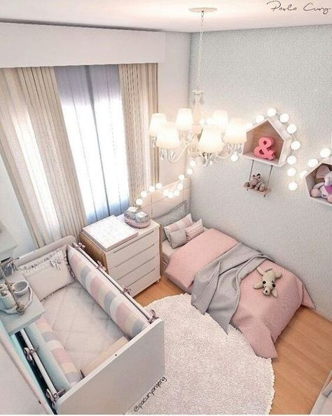 Shared Girls Room, Sister Room, Shared Room, Toddler Rooms, Baby Room Design, Nursery Baby Room, Toddler Bedrooms, Shared Rooms