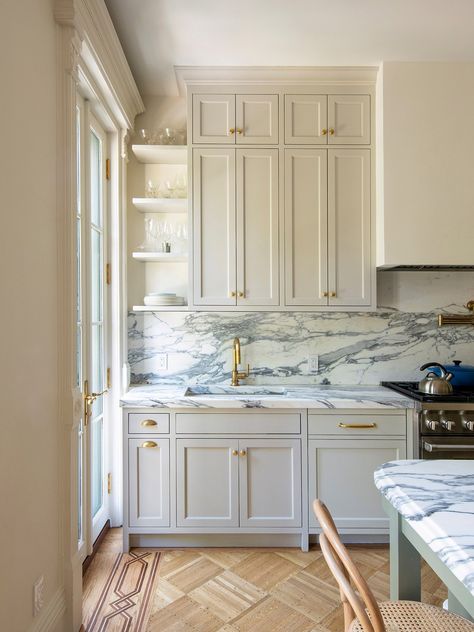 Refrigerator And Pantry Side By Side, Shallow Kitchen Wall Ideas, Studio Dearborn Kitchen, Two Tone White Kitchen, New York Kitchen Apartment, Fox Group Dining Room, Borghini Marble Kitchen, Nyc Brownstone Interior Kitchen, Nyc Galley Kitchen