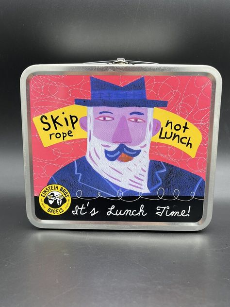 Vintage 2001 Einstein Bros Bagels Metal Tin Lunch Box “It's Time For Lunch “ Einstein Bros Bagels, Tin Lunch Boxes, Lunch Boxes, Bagels, Metal Tin, Einstein, Lunch Box, Tin, Collectibles