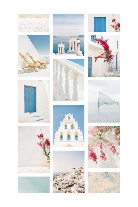 Santorini Mood Board, Santorini Cafe, College Presentation, Brand Manual, Greek Restaurants, Santorini Island, Mood And Tone, Mood Board Inspiration, Greek Art