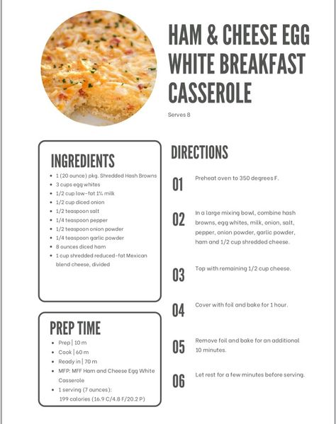 Egg White Breakfast Casserole, Elyse Ellis, Egg White Breakfast, Iifym Recipes, Macro Meal Plan, Clean Simple Eats, Hcg Recipes, Macro Friendly Recipes, High Protein Low Calorie