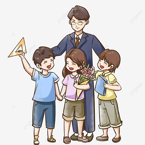 students celebrate the holiday for the teacher Student Doodle, Teacher Bouquet, Student Day, Students Day, Student Drawing, Teachers Day, The Teacher, Free Png, Png Image