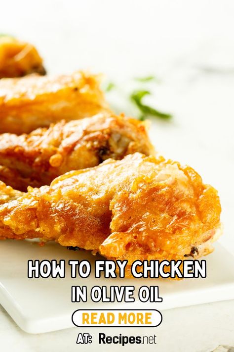 Craving fried chicken but want a healthier option? Learn how to fry chicken in olive oil! This easy method gives you all the crispy, golden goodness you love with the added benefits of olive oil. Perfect for a quick meal or a special dinner, this recipe will impress everyone at the table. Say goodbye to heavy, greasy chicken and hello to a delicious, lighter version. Follow our guide and fry up some tasty chicken in olive oil tonight at Recipes.net. Olive Oil Fried Chicken, Chicken Recipes Meals, Meals High In Protein, How To Fry Chicken, Benefits Of Olive Oil, Healthy Fried Chicken, Easy Fried Chicken, Chicken Bites Recipes, Golden Chicken