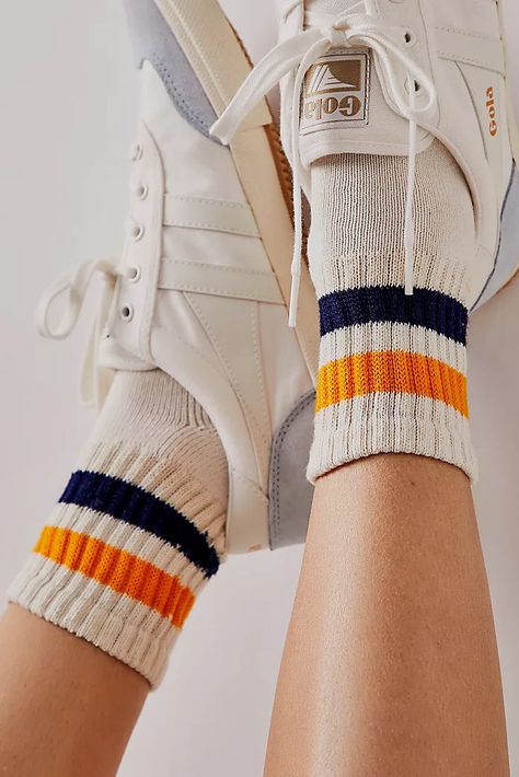 American Trench | Free People Aesthetic Socks, Socks Aesthetic, Tennis Socks, Vintage Socks, Sock Outfits, Ankle Socks Women, Elegant Shoes, Cute Socks, Striped Socks