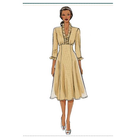 This dress looks like me :-) Formal Dress Patterns, Sheath Dresses Pattern, Ruffle Neck Dress, Mode Tips, Gathered Bodice, Bodice Pattern, Fashion Drawing Dresses, Butterick Sewing Pattern, Dress Sketches