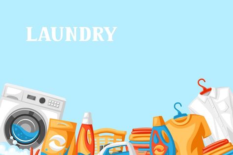 Laundry service background with professional items. Washing and cleaning illustration. Cleaning Illustration, Laundry Business, Cleaning Business, Web Themes, Laundry Service, Cover Letter For Resume, Wireframe Kit, Scene Creator, Ui Kit