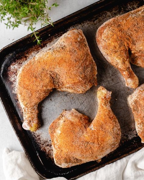 Oven Roasted Chicken Legs Crispy, Whole Chicken Legs Recipes, Roasted Leg Quarters In Oven, Whole Chicken Leg Recipes, Fried Chicken Leg Quarters, Oven Roasted Chicken Quarters, Baking Whole Chicken, Chicken Legs In The Oven, Oven Fried Chicken Legs