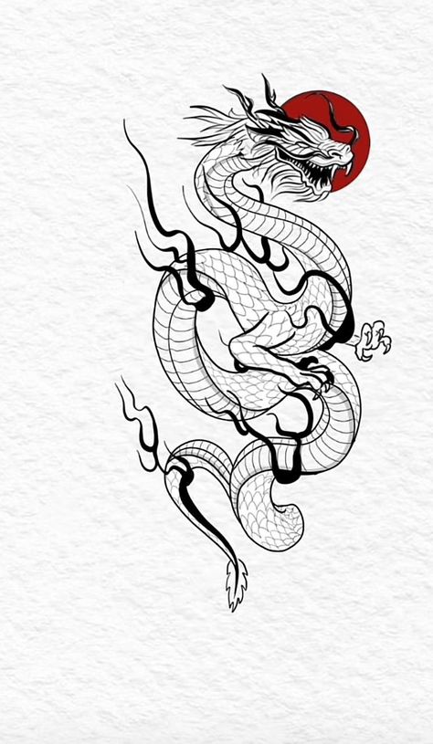 Dragon Tattoo Stencil Designs, Dragon Japanese Tattoo Design, Chinese Dragon Tattoo Design, Eastern Dragon Tattoo, Black Nazarene Tattoo, Orientalism Art Tattoo, Nazarene Tattoo, Japanese Dragon Outline, Simple Dragon Tattoo