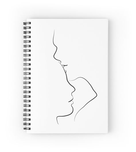 Forhead Kiss Drawings, Forehead Kiss Drawing, Boyfriend And Girlfriend Kissing, Kiss Line Art, Black And White Journal, Side View Of Face, Cute Couple Sketches, Black And White Spiral, Kissing Drawing