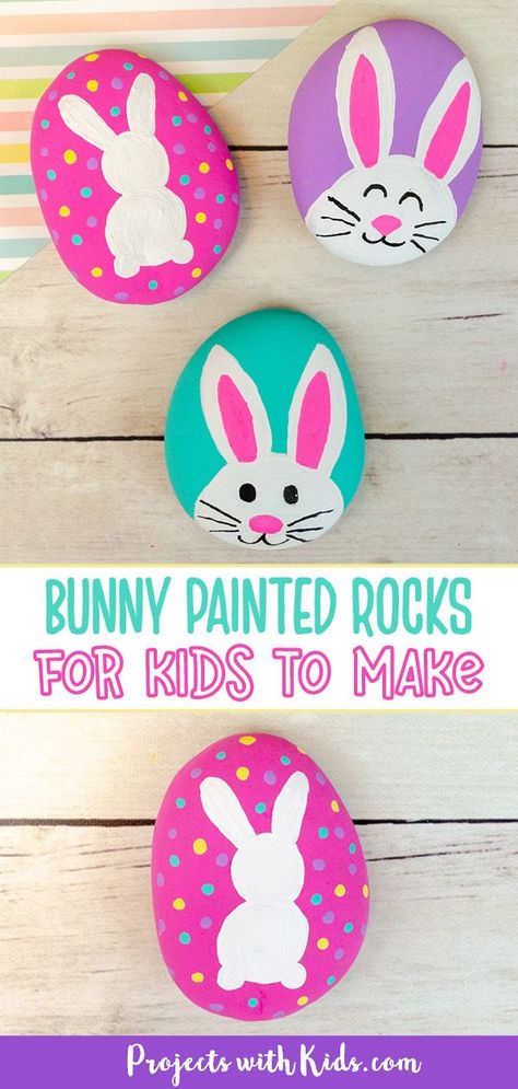 Bunny Painted Rocks, Easter Art Kids, Painted Rocks For Kids, Rocks For Kids, Easter Art Project, Easter Paintings, Easter Arts And Crafts, Diy Rock Art, Easter Activities For Kids