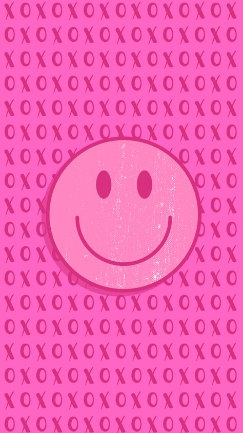 Preppy pink wallpaper for phone. Very cute xoxoxo with smiley face!!! Pink Wallpaper For Phone, Pink Smiley Face Wallpaper, Preppy Pink Wallpaper, Preppy Party Decorations, Preppy Images, Valentines Wallpapers, Smiley Party, Preppy Smiley Face, Preppy Names