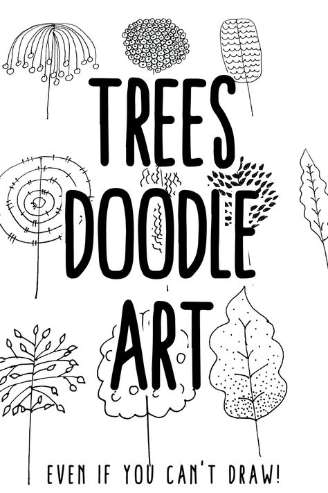 Draw Trees Simple, Tree Journal Ideas, Designs To Draw Patterns Easy, Draw Tree Easy, Tree Doodle Simple, Simple Art Projects For Adults, Doodle Art Nature, Simple Tree Drawing, Easy Tree Drawing