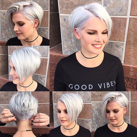 Short White Hair, Silver Blonde, Round Face Shape, Round Face Haircuts, Long Bangs, Round Faces, Blonde Pixie, Hairstyles For Round Faces, Cool Haircuts