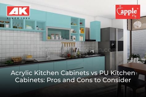 Get the best of both worlds with AK-Apple's aplywood kitchen cabinets! Combining the strength and durability of acrylic with the beauty and affordability of polyurethane, our cabinets are designed to give you the perfect balance between style and practicality. With easy installation and maintenance, you can enjoy a sophisticated and modern look in your kitchen without breaking the bank. https://appleplywoods.com/acrylic-kitchen-cabinets-vs-pu-kitchen-cabinet/ Acrylic Kitchen Cabinets, Types Of Kitchen Cabinets, Kitchen Cabinets, Design