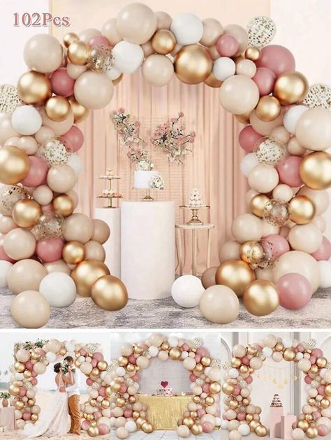 Tender Pink Gold Balloon Garland Arch Kit Wedding Birthday Party Decoration Adult Kids Baby Shower Decor Ballon Wedding Supplies | SHEIN USA Balloon Arch Quinceanera, Pink And Rose Gold Balloon Garland, Pink Gold Balloon Garland, Pink Gold Balloons, Pink And Gold Decorations, Gold Balloon Garland, Gold Birthday Party Decorations, Blush Decor, Pink Latex