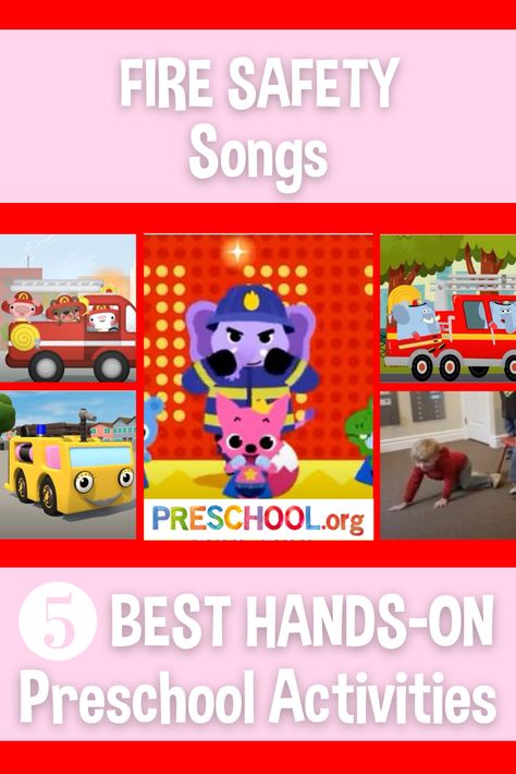 The 5 Best SONGS for FIRE SAFETY Preschool Theme Safety Preschool Theme, Fire Safety Songs, Fire Safety Theme Preschool, Preschool Fire Safety, Safety Preschool, Kids Songs With Actions, Fire Safety Theme, Fire Safety Preschool, Fire Safety Week