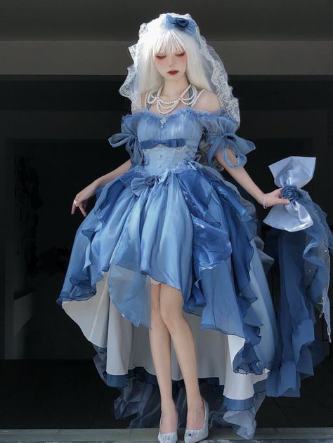 Banquet Dress, Classic Lolita, Japanese Sweet, Dress Princess, Blue Gradient, Play Dress, Sea Blue, Dress Set, Lolita Dress