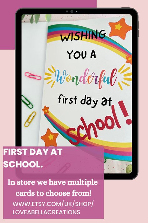 Do you know someone that is starting school? How about sending them this cute first day at school greeting card! Back To School Cards For Kids, Back To School Cards, School Card, First Day At School, How To Pass Exams, Welcome Card, Starting School, Cards For Kids, Back To School Gifts