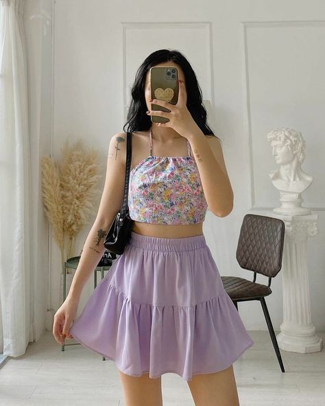 follow for more! @selinazzzi Purple Skirt Aesthetic, Lucy Hale Style Outfits, Summer Fashion Dresses Casual, Normal Style, Diy Summer Clothes, Skirt Aesthetic, Chic Dress Classy, Long Skirt Fashion, Gowns Dresses Elegant