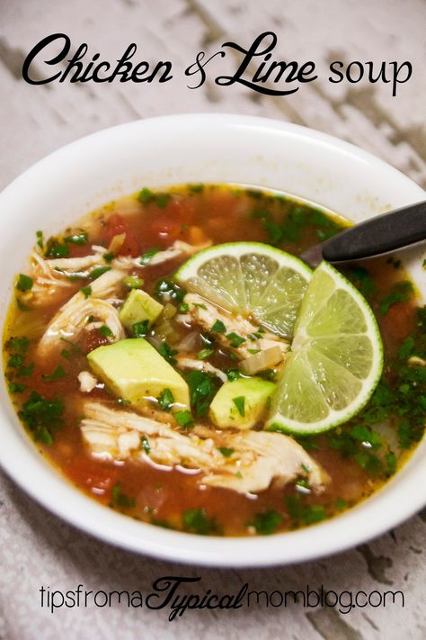 Chicken & Lime Soup Recipe.  Fresh ingredients make this soup a 10! Chicken And Lime Soup, Chicken Lime Soup, Chicken Lime, Lime Soup, Soup Gluten Free, Lime Chicken, So Fresh, A Typical, Limes