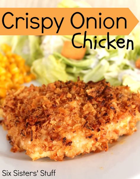 Crispy Onion Chicken, French Fried Onions, Onion Chicken, Crispy Onions, Cooking Spray, Chicken Main Dishes, Onion Recipes, Boneless Skinless Chicken, Fried Onions