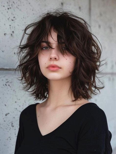 Shag Hair Round Face, Brown Hair Haircuts, Shag Medium Length Hair, French Shag Haircut, Shaggy Haircuts Short, Autumn Haircolor, French Shag, Medium Length Shag Hairstyles, Medium Length Shag Haircuts