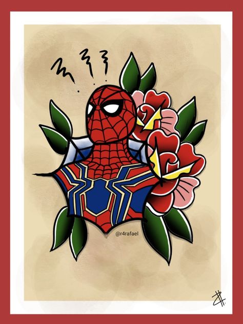 Old School Marvel Tattoo, Traditional Spiderman Tattoo, Marvel Traditional Tattoo, Spiderman Tattoos, Marvel Tattoo Sleeve, Spider Man Tattoo, Friendly Neighborhood Spiderman, Spidey Sense, Spiderman Tattoo