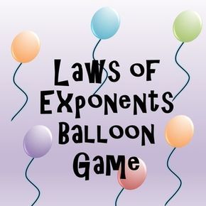 With this game, students will practice applying the laws of exponents and then "pop" balloons to earn points for every correct answer!  The game contains 28 questions that review the laws of exponents, including some questions on scientific notation.  Each slide has a clickable "balloon" that reveals the correct answer, and from there the students can "pop" a balloon for their points, or they can return to the question board if they answer incorrectly. Scientific Notation Activities, Exponent Activities, Laws Of Exponents, Math Foldables, Teacher Info, Teaching Algebra, Algebra Activities, Sixth Grade Math, Middle School Math Classroom