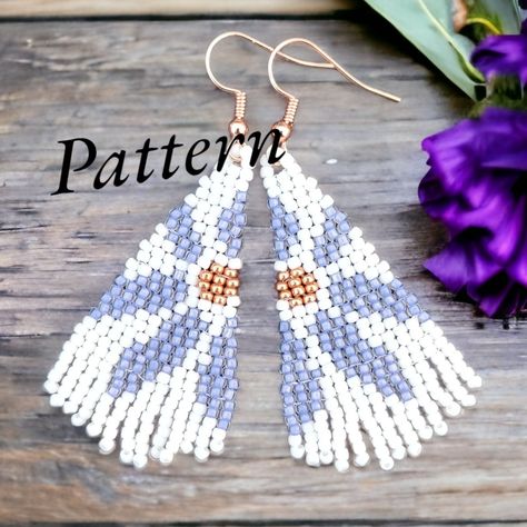 Fringe Earring Pattern, Flower Seed Bead, Miyuki Beads Pattern, Fringe Earring, Beaded Earrings Diy, Brick Stitch Earrings, Beaded Jewels, Beaded Earrings Patterns, Handmade Beaded Jewelry