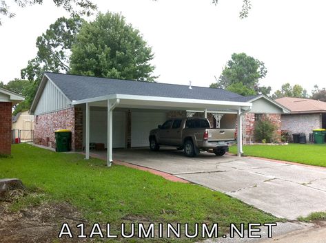 Drive Thru Carport, How To Enclose A Metal Carport, Metal Carport With Wood Sides, Covered Carport, All Steel Carports, Metal Rv Carports, Aluminum Carport, Building A Carport, Carport Patio